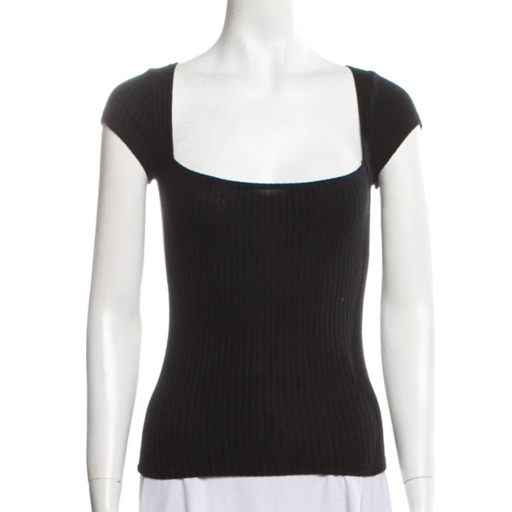 Reformation Jeans square neckline stretchy black top size M fits also XS S